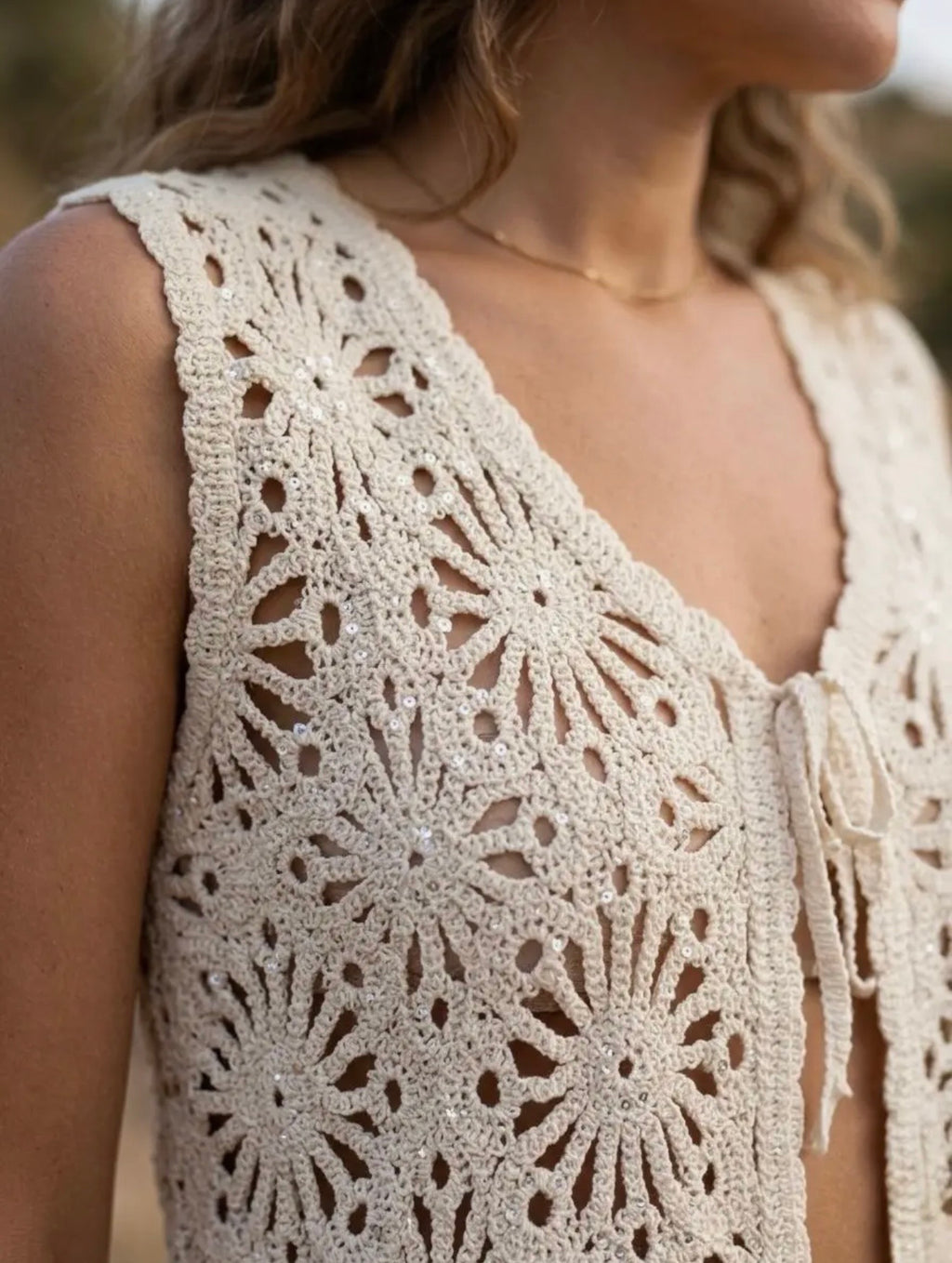 Crochet Beach Vest & Shorts Set